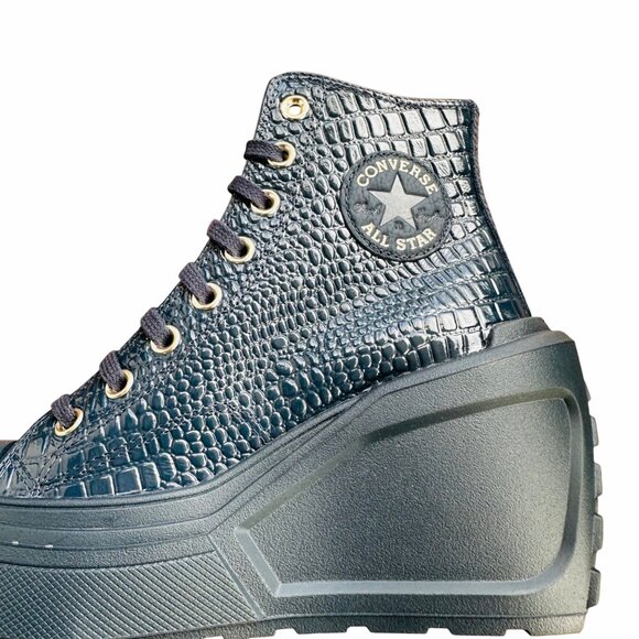✨Chuck 70 De Luxe Wedge Platform Croc-embossed leather Womens Shoes 9.5 A10037C - Picture 6 of 8
